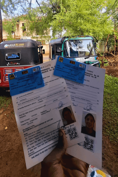 Physical 1949 Geneva Convention IDP required for Sri Lanka tuk tuk hire.